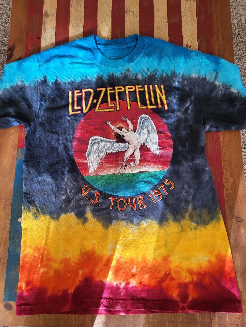 Led Zeppelin Tie Dye Us Tour 1975 Tshirt Medium